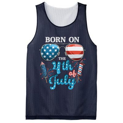 Born On The Fourth Of July 4th Of July Birthday Patriotic Mesh Reversible Basketball Jersey Tank