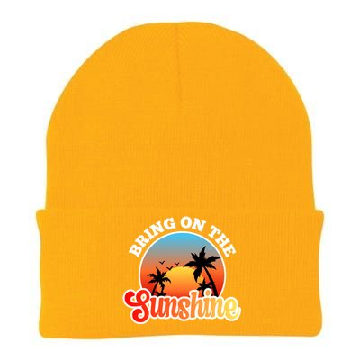 Bring On The Sunshine Summer Vacations Palm Trees Sunset Cute Gift Knit Cap Winter Beanie