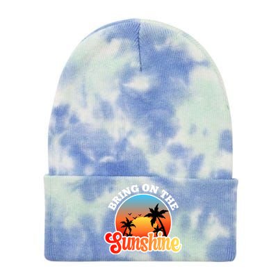 Bring On The Sunshine Summer Vacations Palm Trees Sunset Cute Gift Tie Dye 12in Knit Beanie