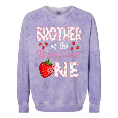 Brother Of The Berry Sweet One Strawberry First Birthday Colorblast Crewneck Sweatshirt