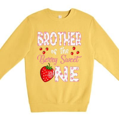 Brother Of The Berry Sweet One Strawberry First Birthday Premium Crewneck Sweatshirt