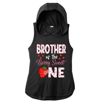 Brother Of The Berry Sweet One Strawberry First Birthday Ladies PosiCharge Tri-Blend Wicking Draft Hoodie Tank