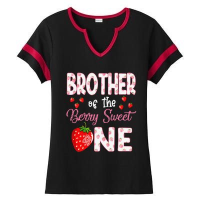 Brother Of The Berry Sweet One Strawberry First Birthday Ladies Halftime Notch Neck Tee