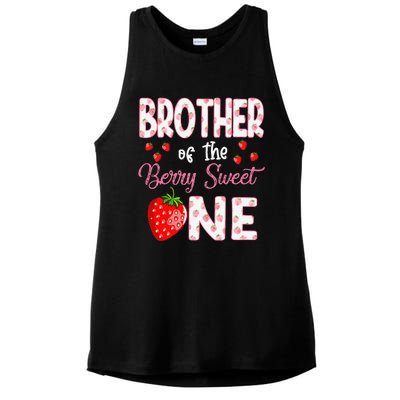 Brother Of The Berry Sweet One Strawberry First Birthday Ladies PosiCharge Tri-Blend Wicking Tank