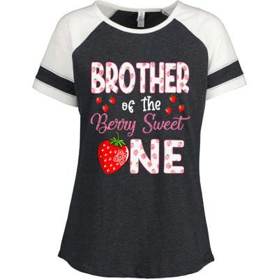 Brother Of The Berry Sweet One Strawberry First Birthday Enza Ladies Jersey Colorblock Tee