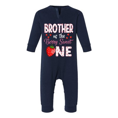 Brother Of The Berry Sweet One Strawberry First Birthday Infant Fleece One Piece