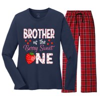 Brother Of The Berry Sweet One Strawberry First Birthday Women's Long Sleeve Flannel Pajama Set 