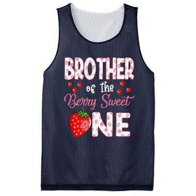 Brother Of The Berry Sweet One Strawberry First Birthday Mesh Reversible Basketball Jersey Tank