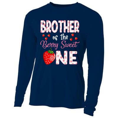 Brother Of The Berry Sweet One Strawberry First Birthday Cooling Performance Long Sleeve Crew