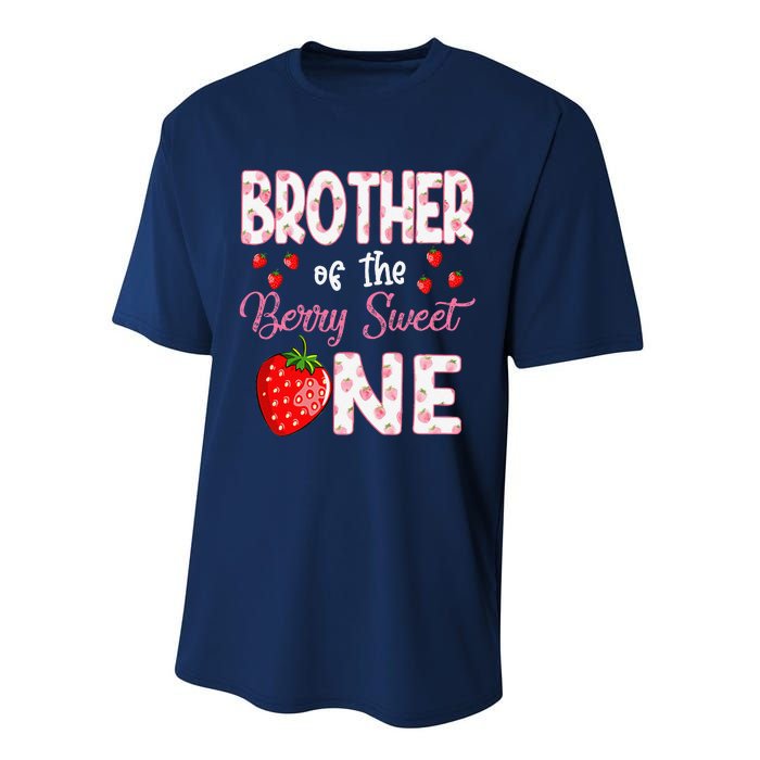 Brother Of The Berry Sweet One Strawberry First Birthday Performance Sprint T-Shirt