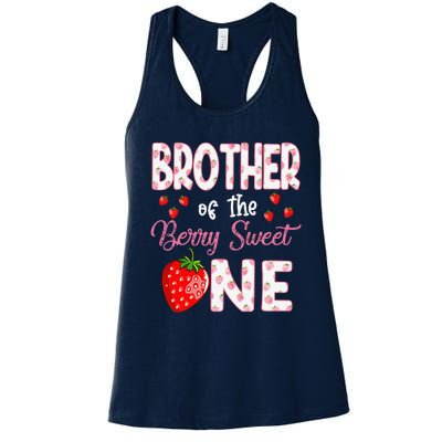 Brother Of The Berry Sweet One Strawberry First Birthday Women's Racerback Tank