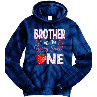 Brother Of The Berry Sweet One Strawberry First Birthday Tie Dye Hoodie