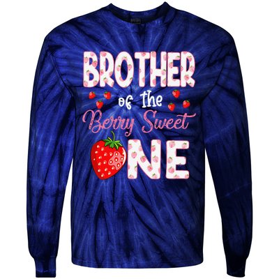 Brother Of The Berry Sweet One Strawberry First Birthday Tie-Dye Long Sleeve Shirt