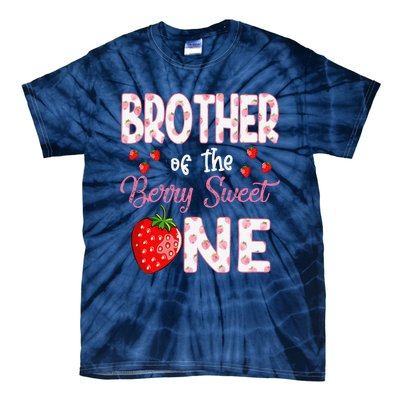 Brother Of The Berry Sweet One Strawberry First Birthday Tie-Dye T-Shirt