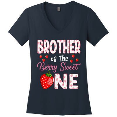 Brother Of The Berry Sweet One Strawberry First Birthday Women's V-Neck T-Shirt