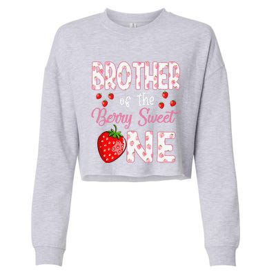 Brother Of The Berry Sweet One Strawberry First Birthday Cropped Pullover Crew