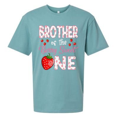 Brother Of The Berry Sweet One Strawberry First Birthday Sueded Cloud Jersey T-Shirt