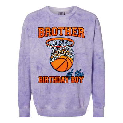 Brother Of The Birthday Boy Basketball Birthday Family Party Colorblast Crewneck Sweatshirt