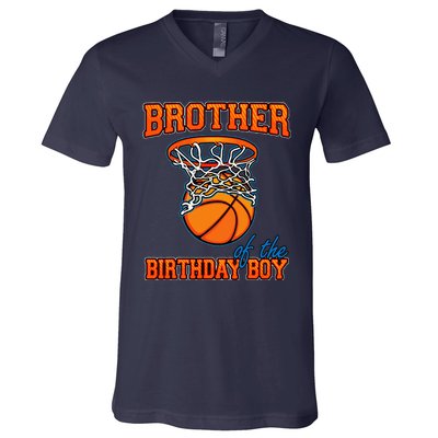 Brother Of The Birthday Boy Basketball Birthday Family Party V-Neck T-Shirt