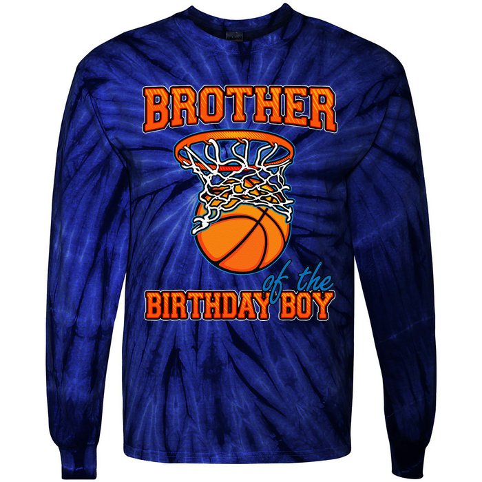 Brother Of The Birthday Boy Basketball Birthday Family Party Tie-Dye Long Sleeve Shirt