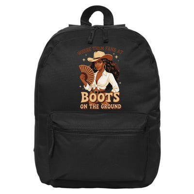 Boots On The Ground Where Them Fans At Black Cowgirl 16 in Basic Backpack