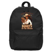 Boots On The Ground Where Them Fans At Black Cowgirl 16 in Basic Backpack