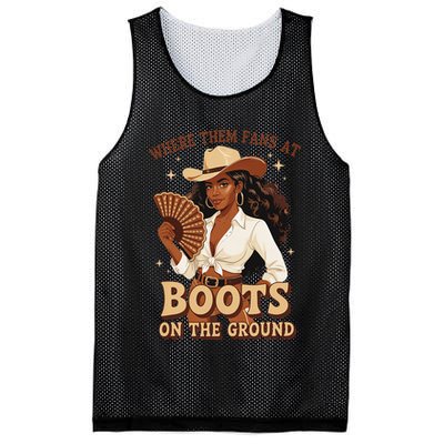Boots On The Ground Where Them Fans At Black Cowgirl Mesh Reversible Basketball Jersey Tank