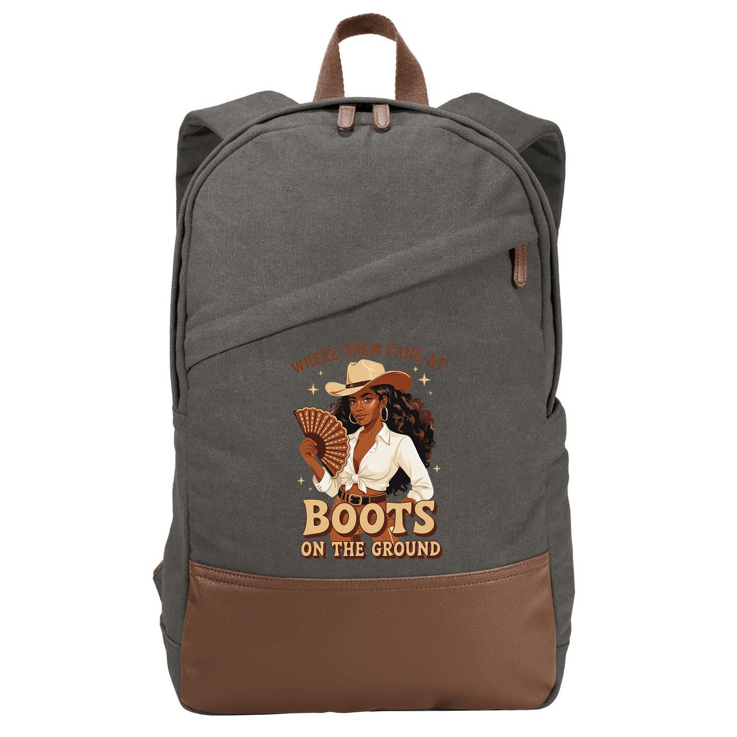 Boots On The Ground Where Them Fans At Black Cowgirl Cotton Canvas Backpack