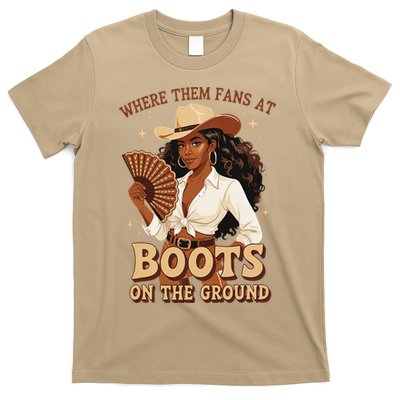 Boots On The Ground Where Them Fans At Black Cowgirl T-Shirt