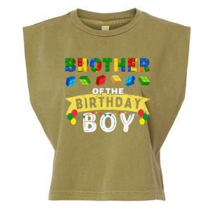 Brother Of The Birthday Boy Building Blocks Master Builder Garment-Dyed Women's Muscle Tee