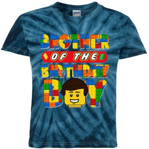 Brother Of The Birthday Boy Building Brick Family Matching Kids Tie-Dye T-Shirt