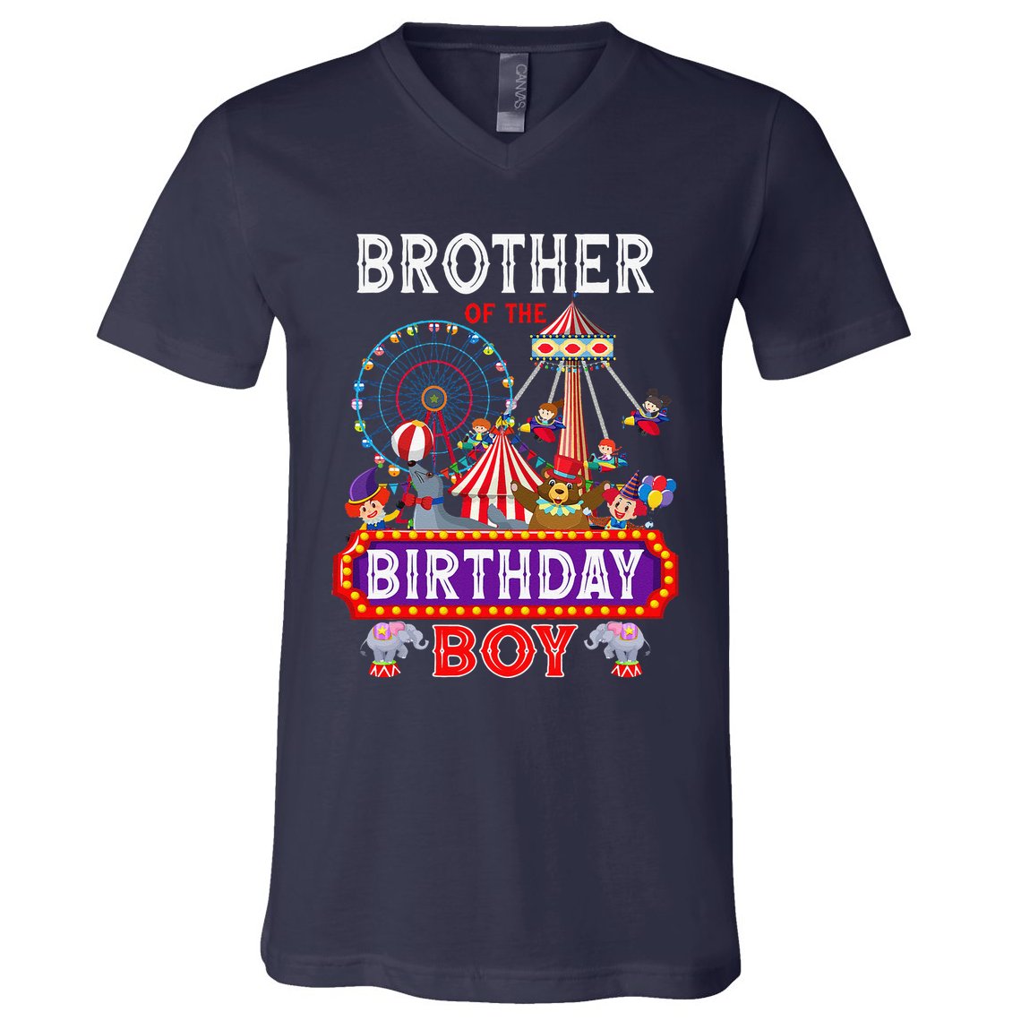 Brother Of The Birthday Boy Carnival Circus 1st Birthday V-Neck T-Shirt