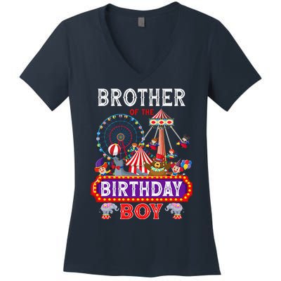 Brother Of The Birthday Boy Carnival Circus 1st Birthday Women's V-Neck T-Shirt