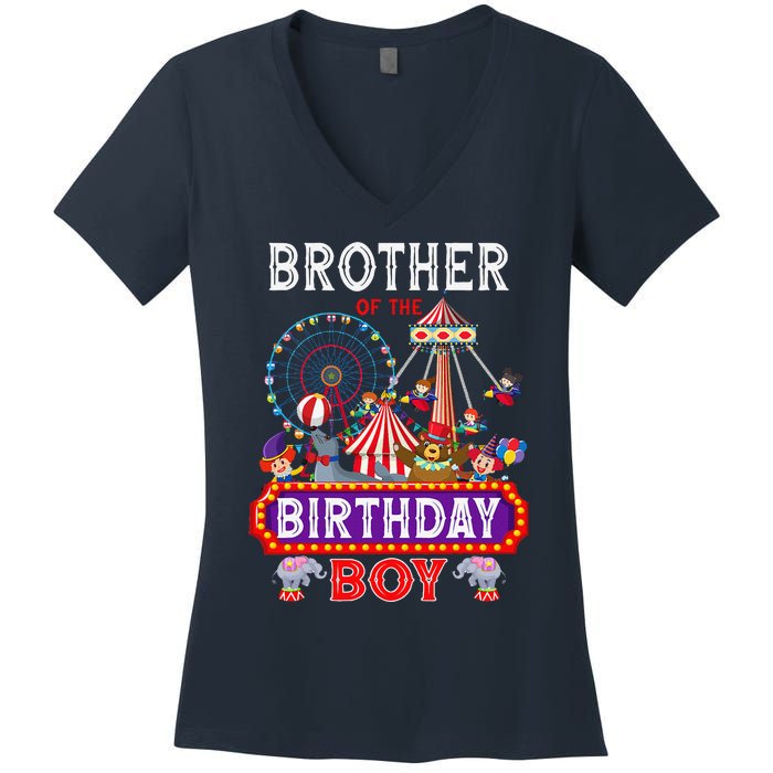 Brother Of The Birthday Boy Carnival Circus 1st Birthday Women's V-Neck T-Shirt