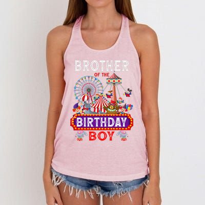 Brother Of The Birthday Boy Carnival Circus 1st Birthday Women's Knotted Racerback Tank