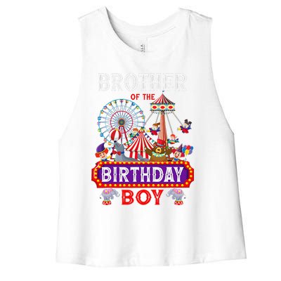 Brother Of The Birthday Boy Carnival Circus 1st Birthday Women's Racerback Cropped Tank