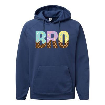 Brother Of The Sweet One Ice Cream 1st First Birthday Family Performance Fleece Hoodie