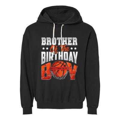 Brother Of The Birthday Baller Basketball Themed Party Garment-Dyed Fleece Hoodie