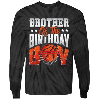 Brother Of The Birthday Baller Basketball Themed Party Tie-Dye Long Sleeve Shirt