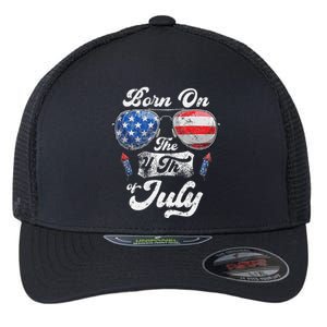 Born On The 4th Of July Birthday Independence Day Flexfit Unipanel Trucker Cap