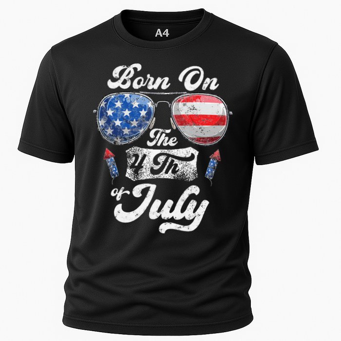 Born On The 4th Of July Birthday Independence Day Cooling Performance Crew T-Shirt