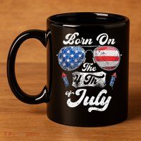 Born On The 4th Of July Birthday Independence Day 11oz C Handle Ceramic Mug