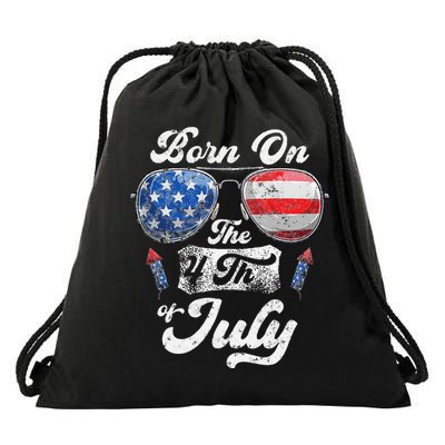 Born On The 4th Of July Birthday Independence Day Drawstring Bag