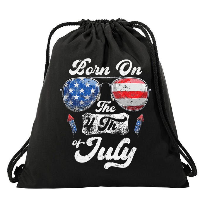 Born On The 4th Of July Birthday Independence Day Drawstring Bag
