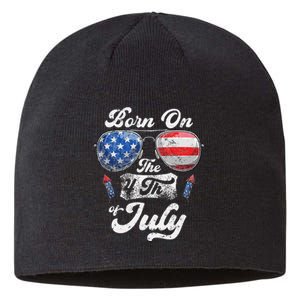 Born On The 4th Of July Birthday Independence Day Sustainable Beanie