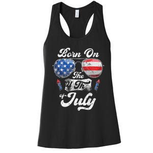 Born On The 4th Of July Birthday Independence Day Women's Racerback Tank