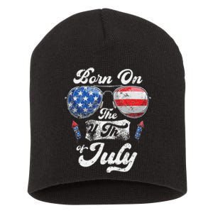 Born On The 4th Of July Birthday Independence Day Short Acrylic Beanie