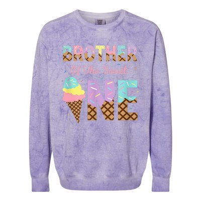 Brother Of The Sweet One Ice Cream 1st First Birthday Family Colorblast Crewneck Sweatshirt