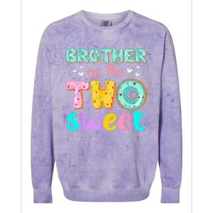 Brother Of The Two Sweet Donut Birthday Family Theme Girl Colorblast Crewneck Sweatshirt