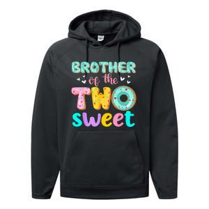 Brother Of The Two Sweet Donut Birthday Family Theme Girl Performance Fleece Hoodie